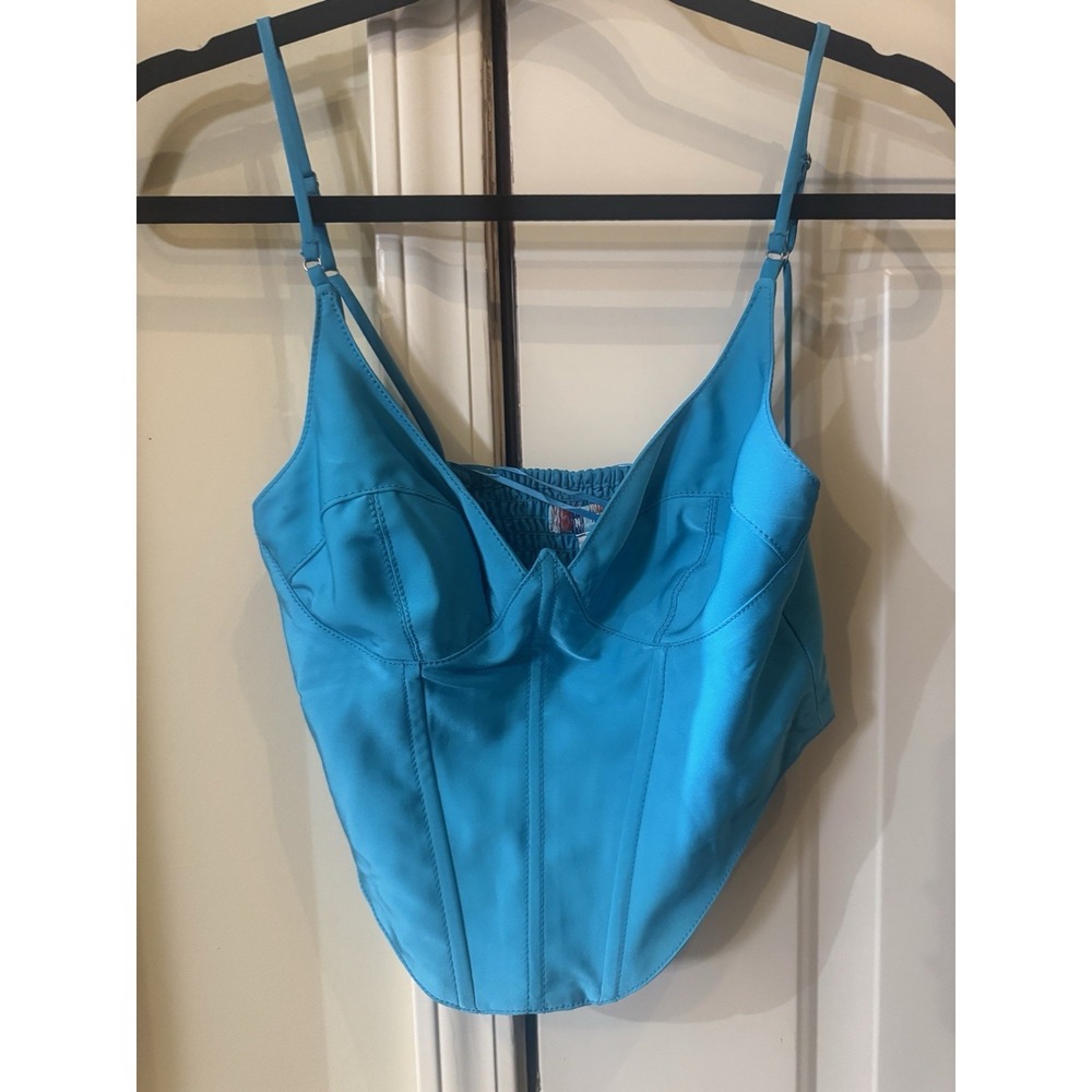 Urban Outfitters Vibrant Satin Blue Corset Bustier Cami Tank Crop Top Women's S‎